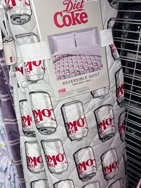 Reversible Quilt - White & Red Diet Coke Can Print
